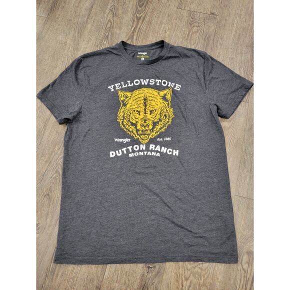 Wrangler Yellowstone Dutton Dance Montana Wolf Dark Gray T Shirt Medium - Picture 1 of 3